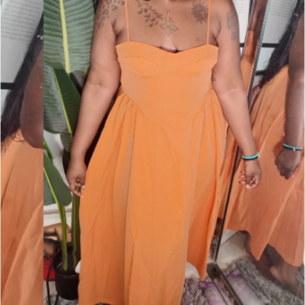 SHEIN Strapless Orange Dress